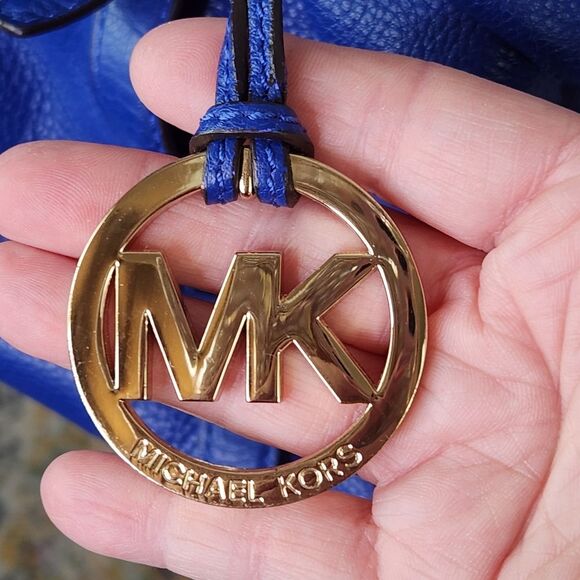 Michael Kors Blue Pebbled Leather Bedford Satchel - Picture 4 of 15